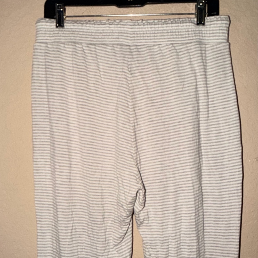 J.Crew Striped Pajama Pants Gray White Size M Lounge Sleep Drawstring - Picture 5 of 6